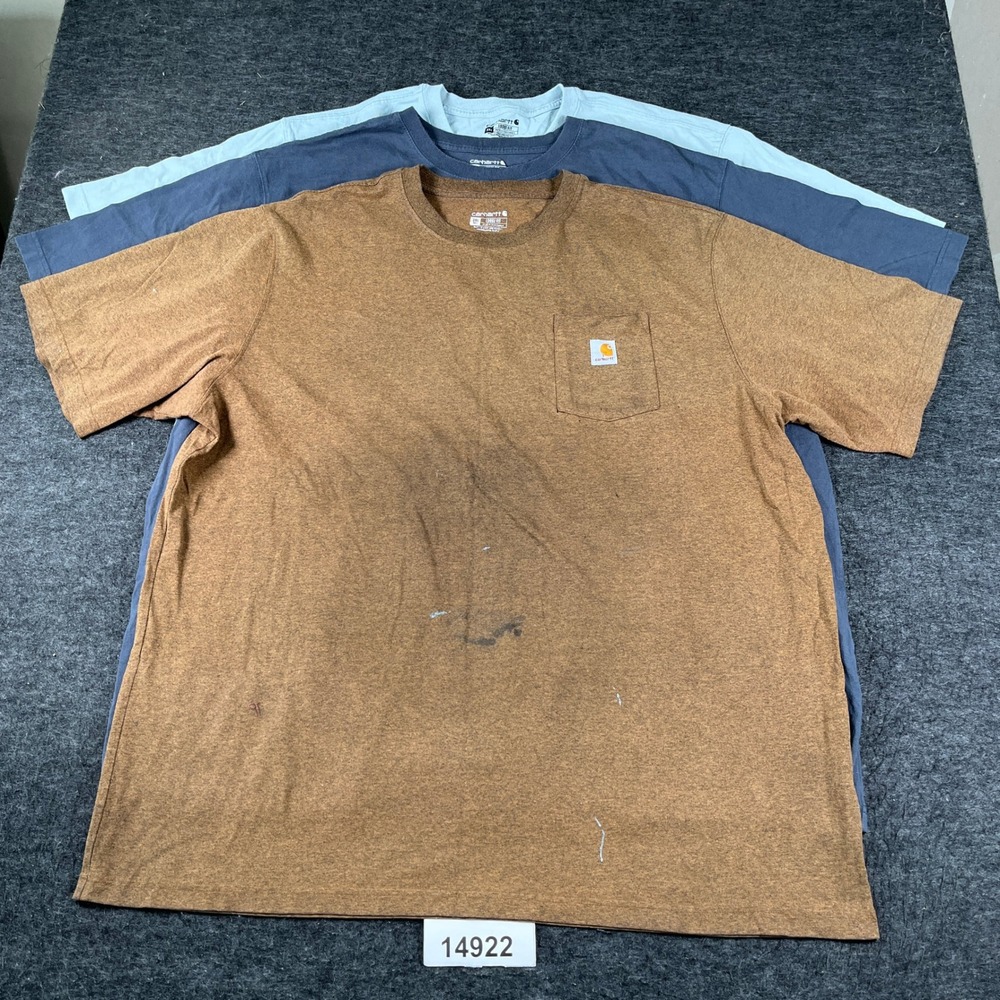 Carhartt Pocket T-Shirt Mens 3XL Multicolor Cotton Loose Fit Crew Neck Lot Of 3